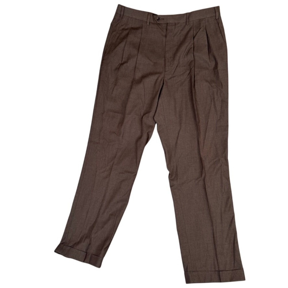 Lauren Ralph Lauren Mens Brown Pleated Cuffed Dress Pants 36x32